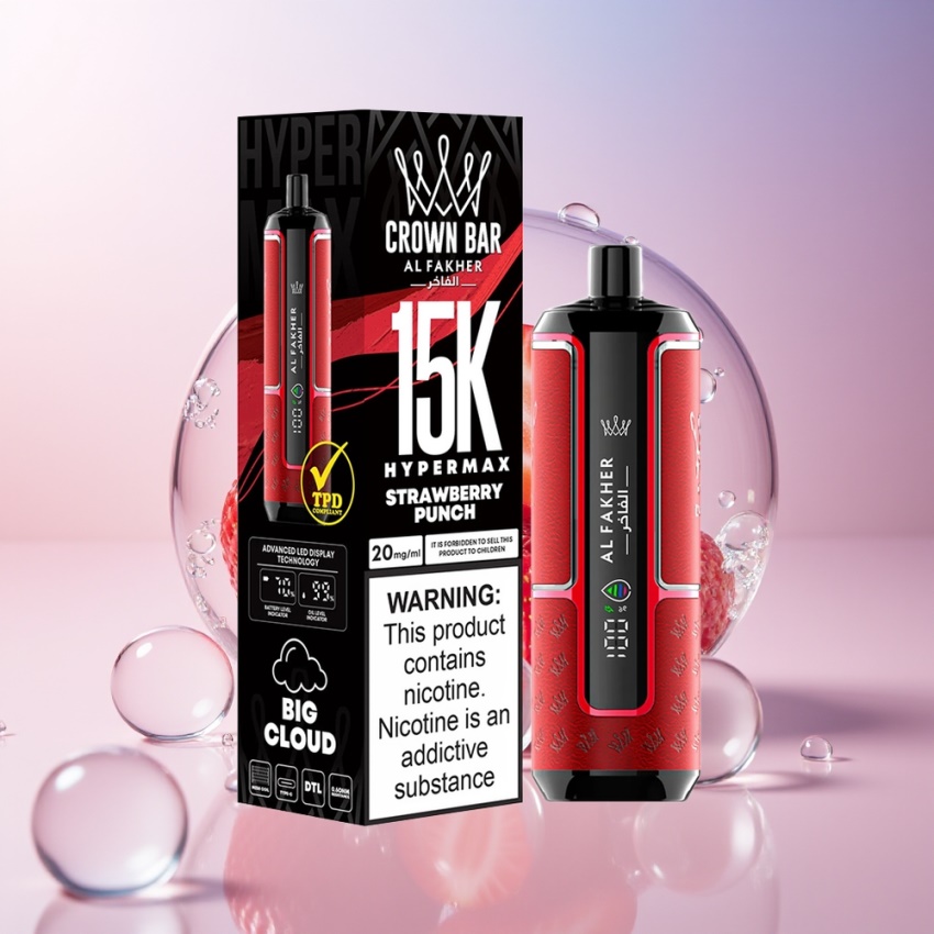 Al Fakher Crown Bar 15K 600mAh Hypermax Eldobható Eper Puncs magyar nagykereskedés
