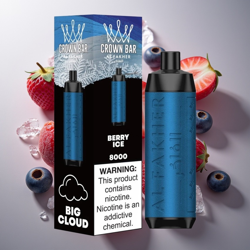 Al Fakher Crown Bar 8000 Crystal Eldobható E-cigaretta Bogyós Jég (magyar nagykereskedés)