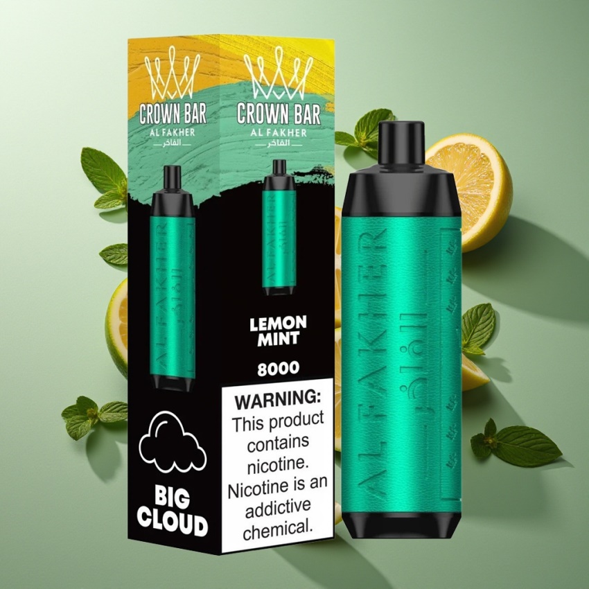 Al Fakher Crown Bar 8000 Crystal Eldobható E-cigaretta Citrom Menta – magyar nagykereskedés