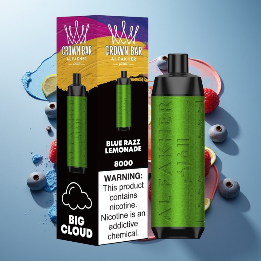 Al Fakher Crown Bar 8000 Crystal Eldobható E-cigaretta Kék Málna Limonádé – magyar nagykereskedés