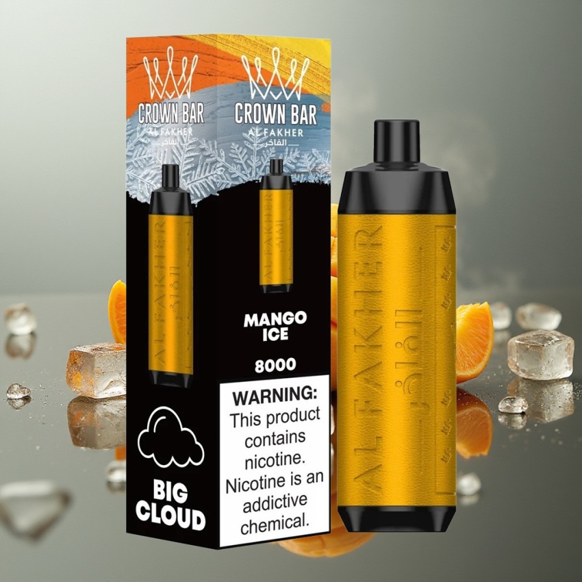 Al Fakher Crown Bar 8000 Crystal Eldobható E-cigaretta Mango Jég | magyar nagykereskedés