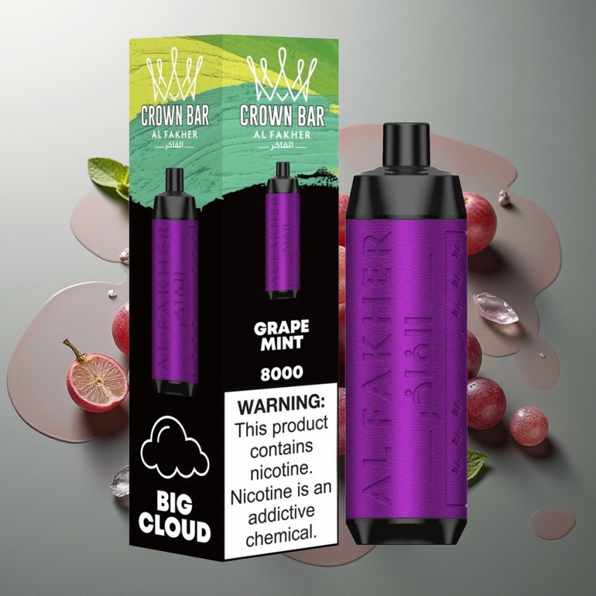 Al Fakher Crown Bar 8000 Crystal Eldobható E-cigaretta Szőlő-Menta (magyar nagykereskedés)