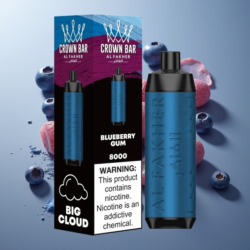 Al Fakher Crown Bar 8000 Crystal Eldobható E-cigaretta Áfonyás Rágó (magyar nagykereskedés)