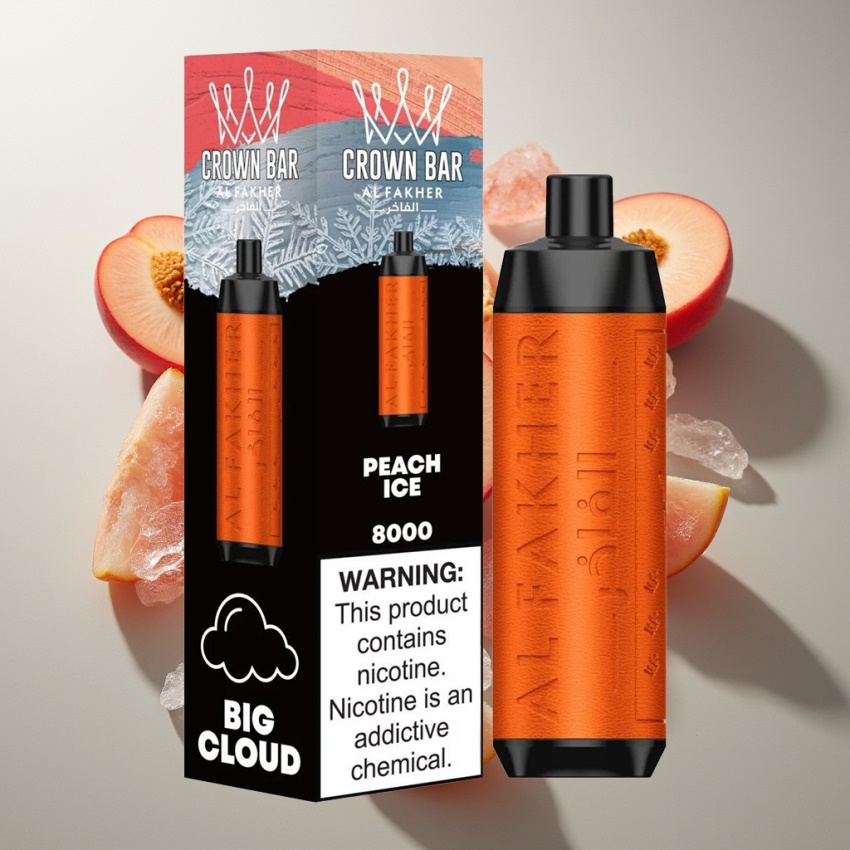 Al Fakher Crown Bar 8000 Crystal Eldobható E-cigaretta Őszibarack Jég magyar nagykereskedés