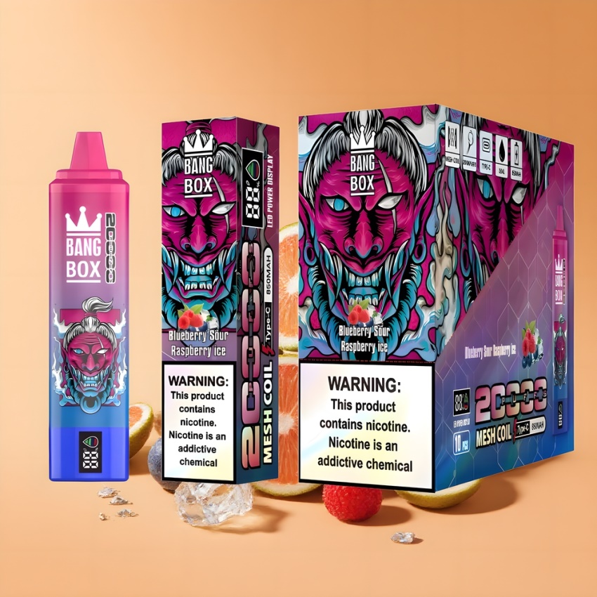 Bang Box King 20000 Puffs magyar nagykereskedés Áfonya-Málna Jég 5% Nikotin Mesh Coil