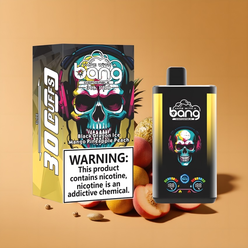 Bang 30K Pro 30000 Puffs 36ml magyar nagykereskedés Fekete Sárkány Jég & Manga Ananász Őszibarack