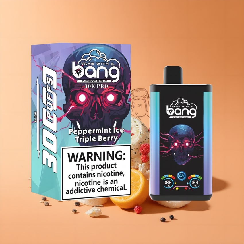 Bang 30K Pro 30000 Puffs magyar nagykereskedés 36ml Kettős Ízrendszer Borsmenta Jég & Háromféle Bogyó