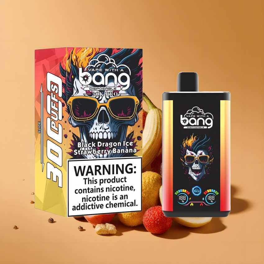 Bang 30K Pro 30000 Puffs magyar nagykereskedés Fekete Sárkány Jég & Eper Banán Dual-Flavor
