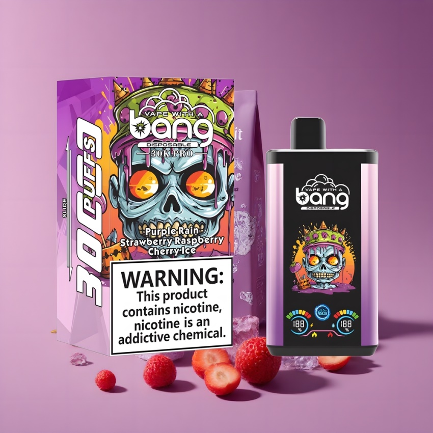 Bang 30K Pro 30000 Puffs magyar nagykereskedés Lila Eső & Eper Málna Cseresznye Jég Dual-Flavor