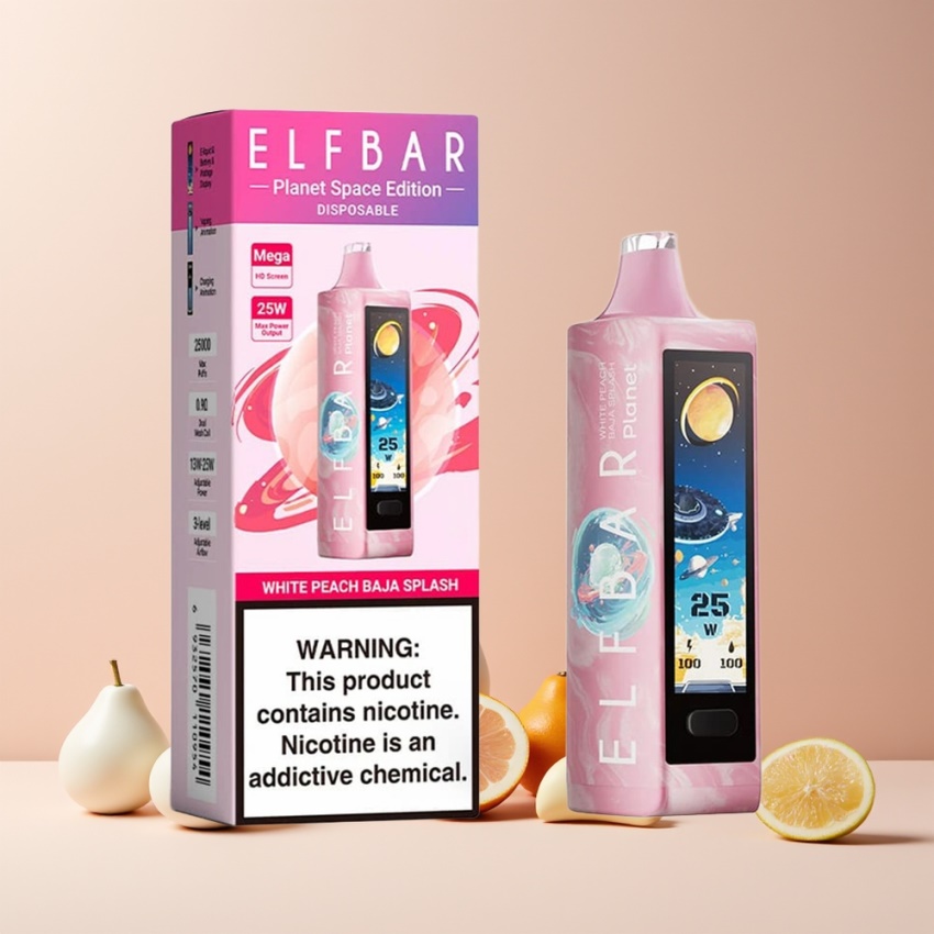 Elf Bar Planet 25000 Puffs Mesh magyar nagykereskedés Fehér Őszibarack Baja Splash