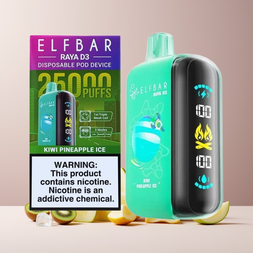 ELF BAR RAYA D3 25000 Puffs Eldobható Vape Kivi Ananász Jég (23ml, 850mAh) magyar nagykereskedés