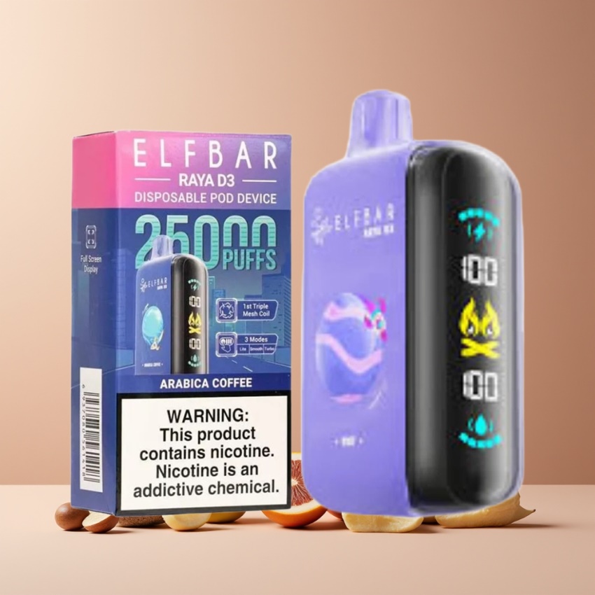 ELF BAR RAYA D3 25000 Puffs magyar nagykereskedés Arabkávé, 23ml, Type-C