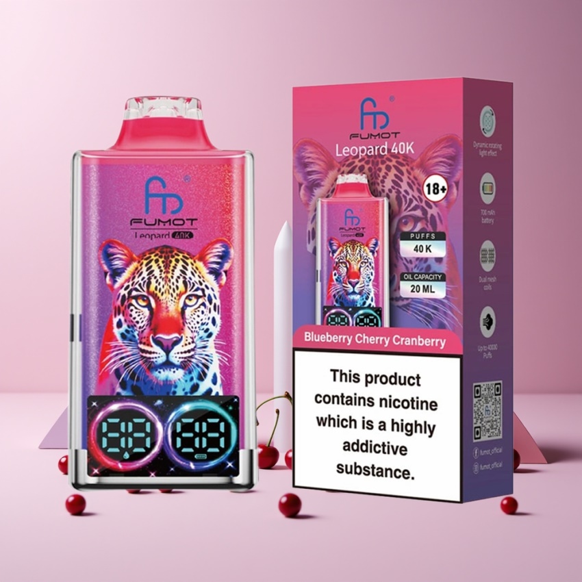 Fumot Leopard 40K Puffs magyar nagykereskedés 5% Nikotin Kékáfonya Cseresznye Áfonya Kettős háló