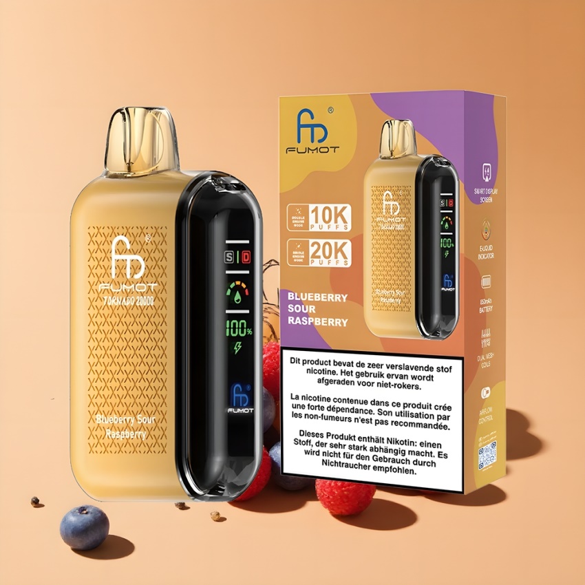 Fumot Tornado 20000 Puffs Dual Mesh Kékáfonya-Savanyú Málna magyar nagykereskedés