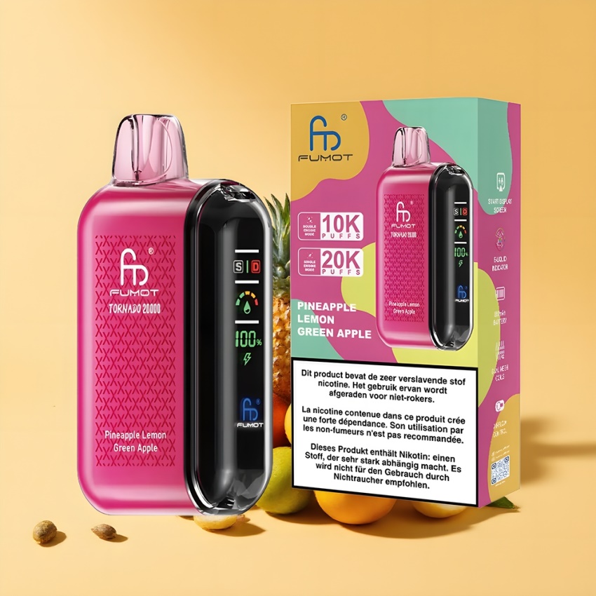 Fumot Tornado 20000 Puffs Dual Mesh magyar nagykereskedés Ananász Citrom Zöldalma