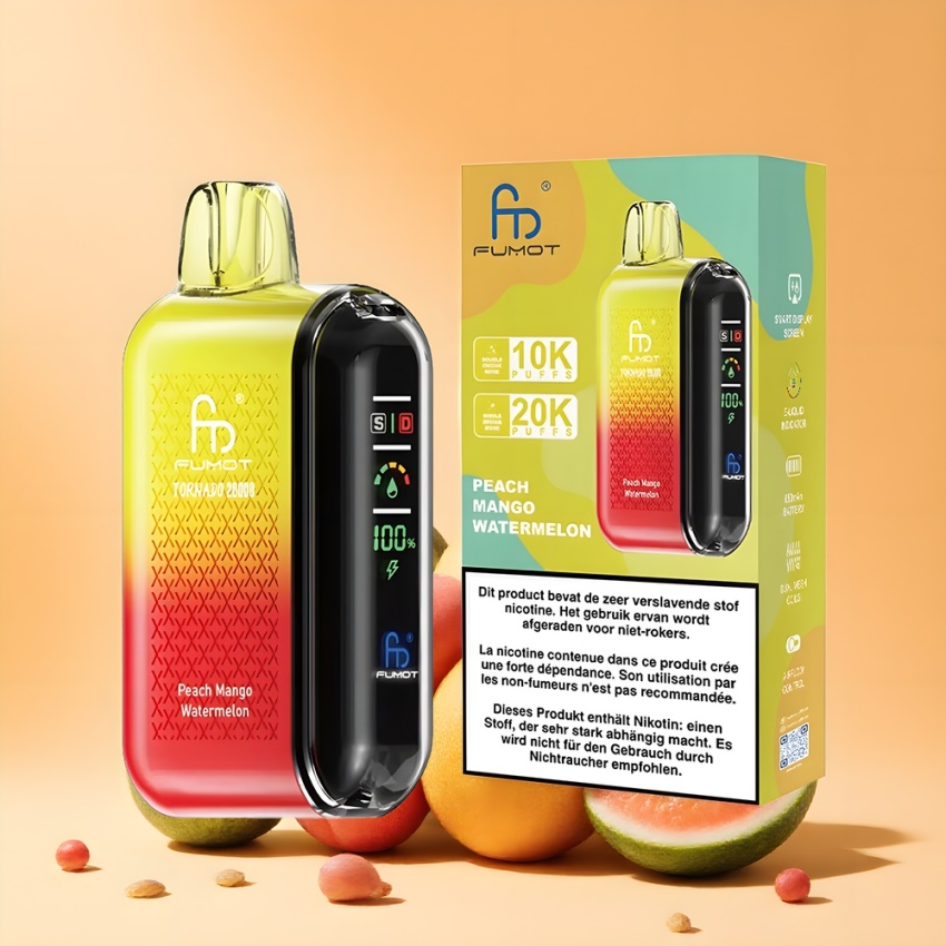 Fumot Tornado 20000 Puffs Dual Mesh magyar nagykereskedés Őszibarack-Mangó-Görögdinnye