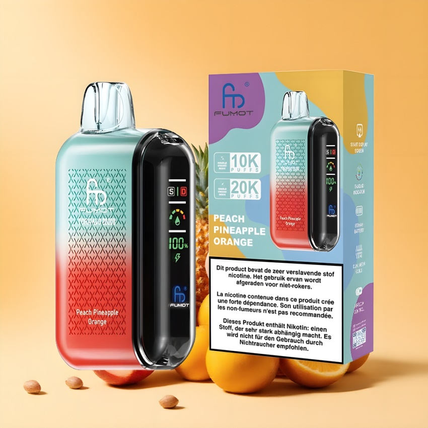 Fumot Tornado 20000 Puffs Magyar Nagykereskedés Őszibarack-Ananász-Narancs Dual Mesh Coil