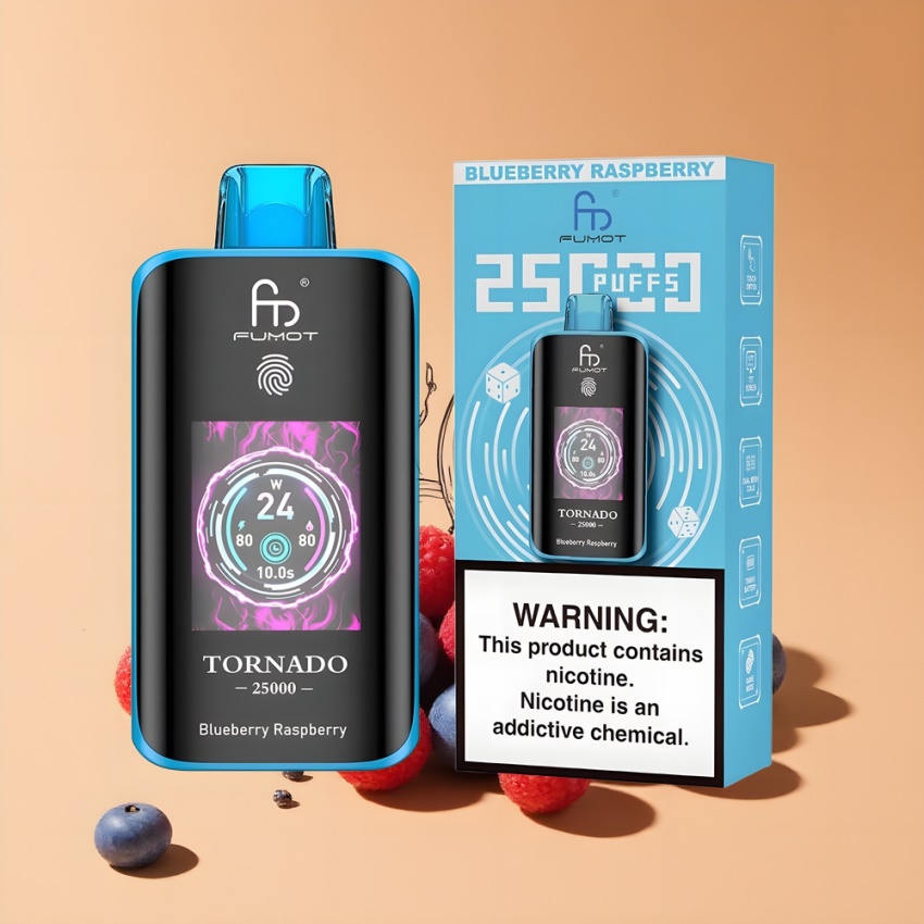 Fumot Tornado 25000 Puffs magyar nagykereskedés Kékáfonya Málna 20ml HD Képernyő