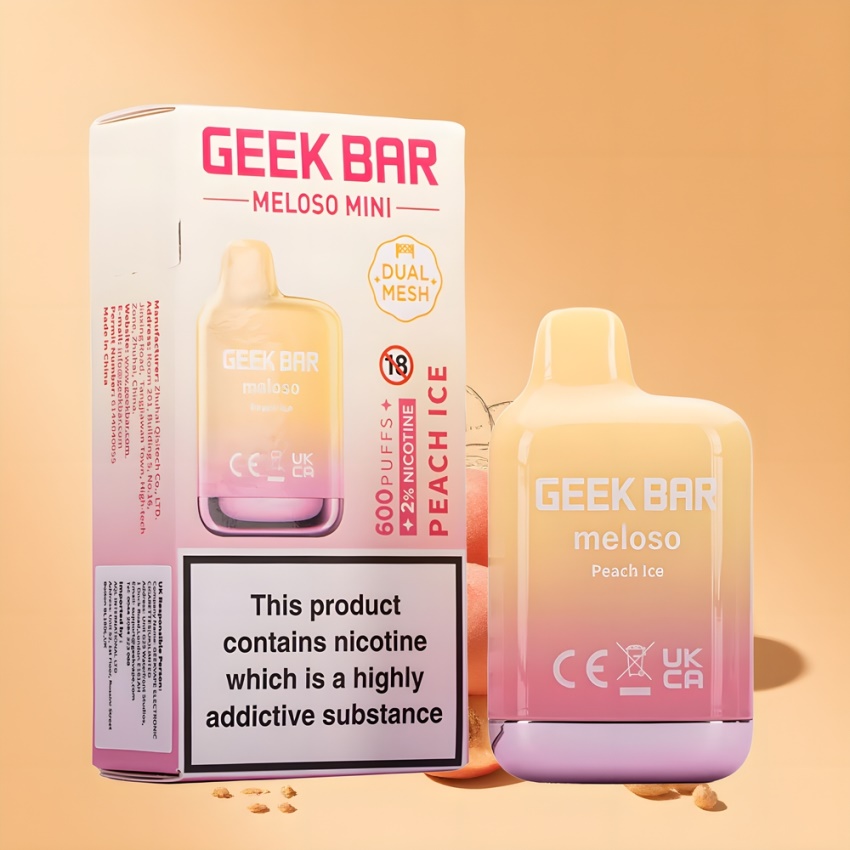GEEK BAR Meloso Mini 600 Puffs Dual Mesh magyar nagykereskedés Őszibarack Jég