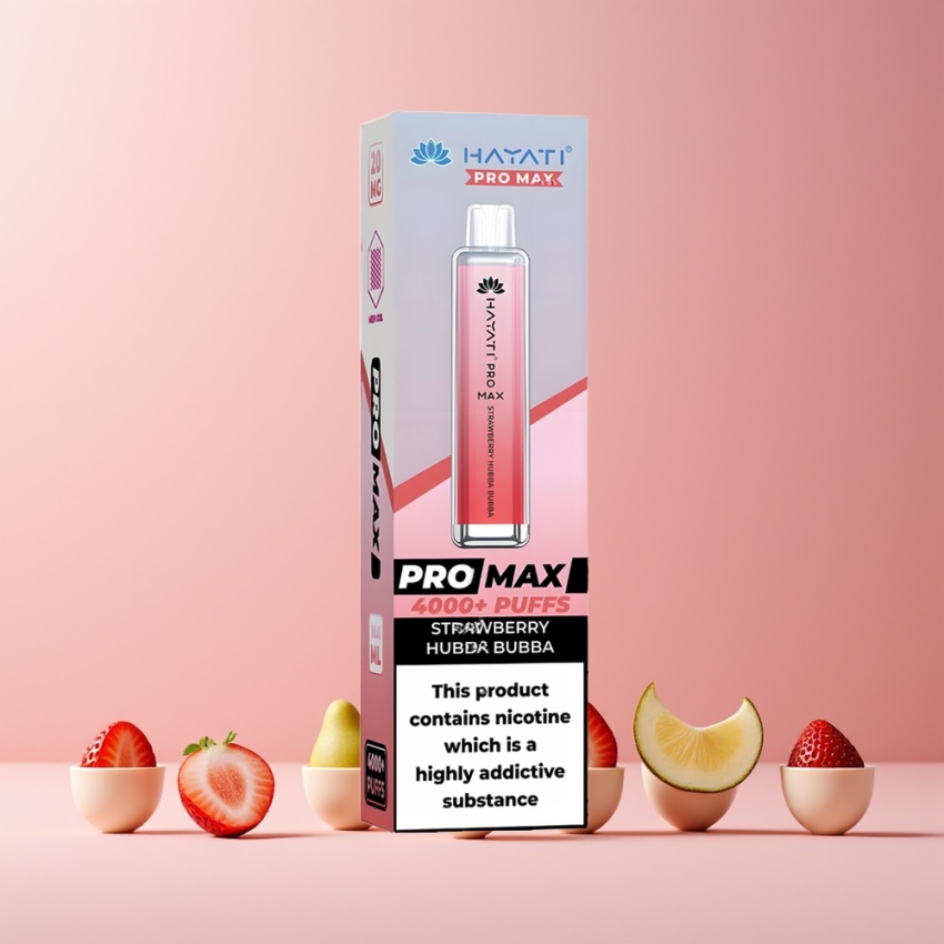 Hayati Pro Max 4000 Puffs Egomáló Eper Hubba Bubba, 2% Nikotin, magyar nagykereskedés