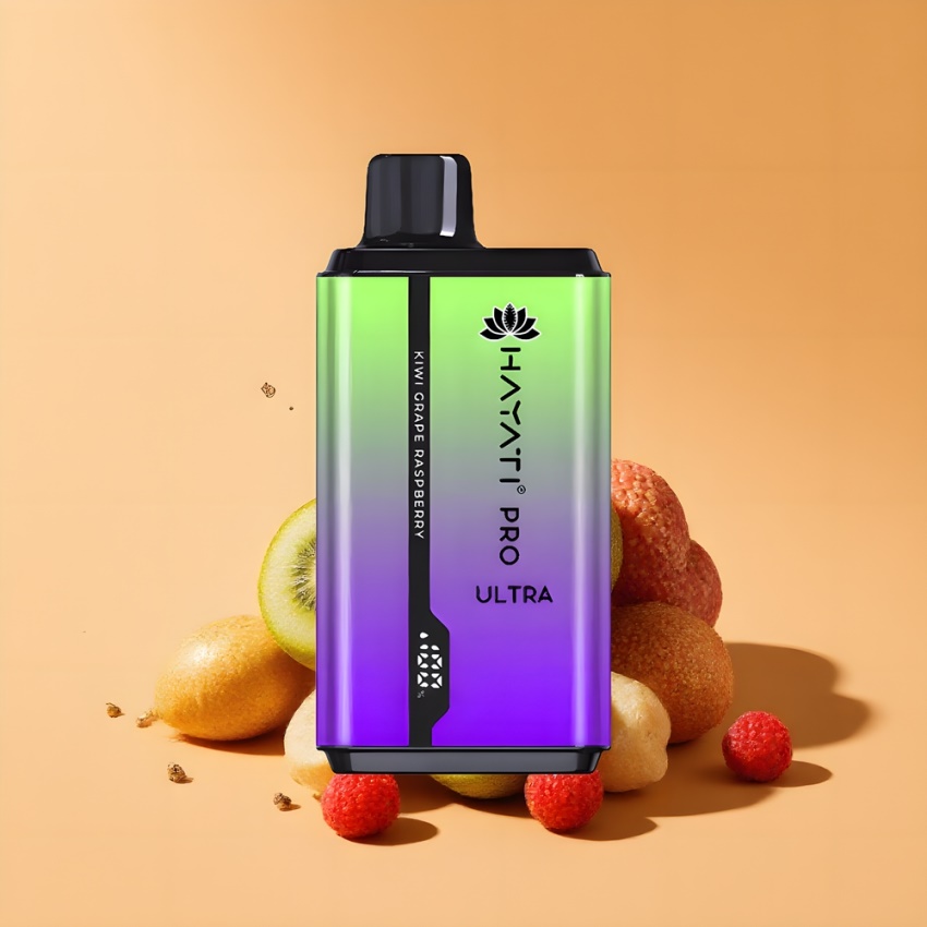 Hayati Pro Ultra 15000 Puffs Magyar Nagykereskedés 850mAh E-Liquid Kiwi Szőlő Málna