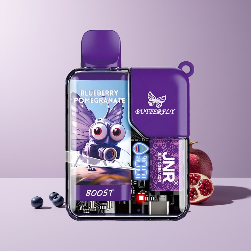 JNR Butterfly 8500 Puff Egyszeri E-liquides Kékáfonya Gránátalma 1200mAh magyar nagykereskedés