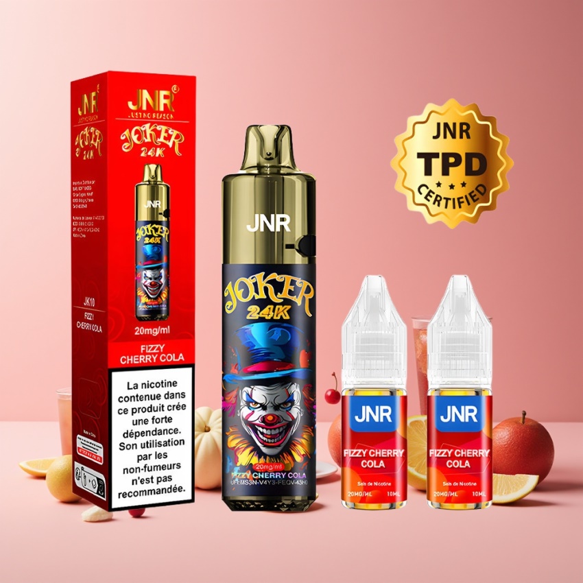 JNR Joker 24K Puff Elszívható E-Fürdő Fizzes Cseresznye Kóla magyar nagykereskedés 800mAh