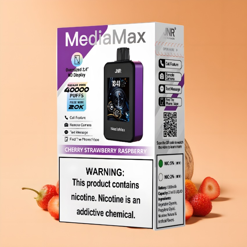JNR MediaMax 40000 Puffs magyar nagykereskedés CseresznyeEper Málna 21mL