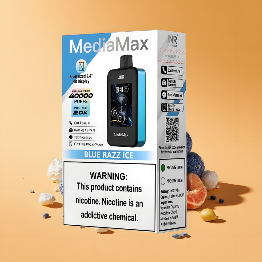 JNR MediaMax 40000 Puffs magyar nagykereskedés Kék Málna Jég Dual Mesh Coil