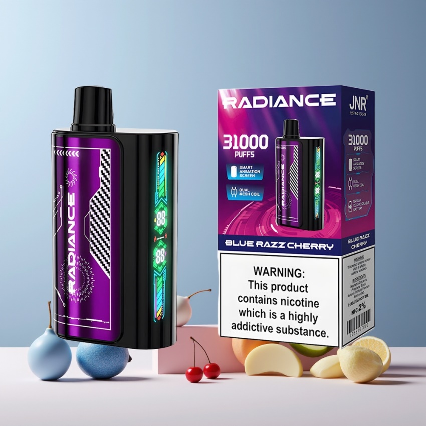 JNR Radiance 31000 Puffs magyar nagykereskedés KÉK MÁLNA-CSERESZNYE Kettős háló Coil