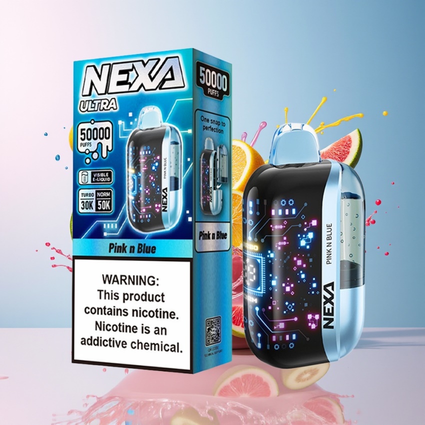 NEXA Ultra 50K Disposable Vape 3D Képernyő, 20ml, magyar nagykereskedés, Rózsaszín és Kék