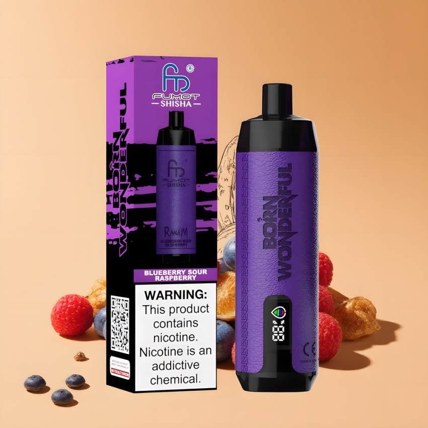 RandM Fumot Shisha 10000 Puffs (0,6ohm Mesh Coil) Eldobható E-liquides (Áfonya-Savanyú Málna) magyar nagykereskedés