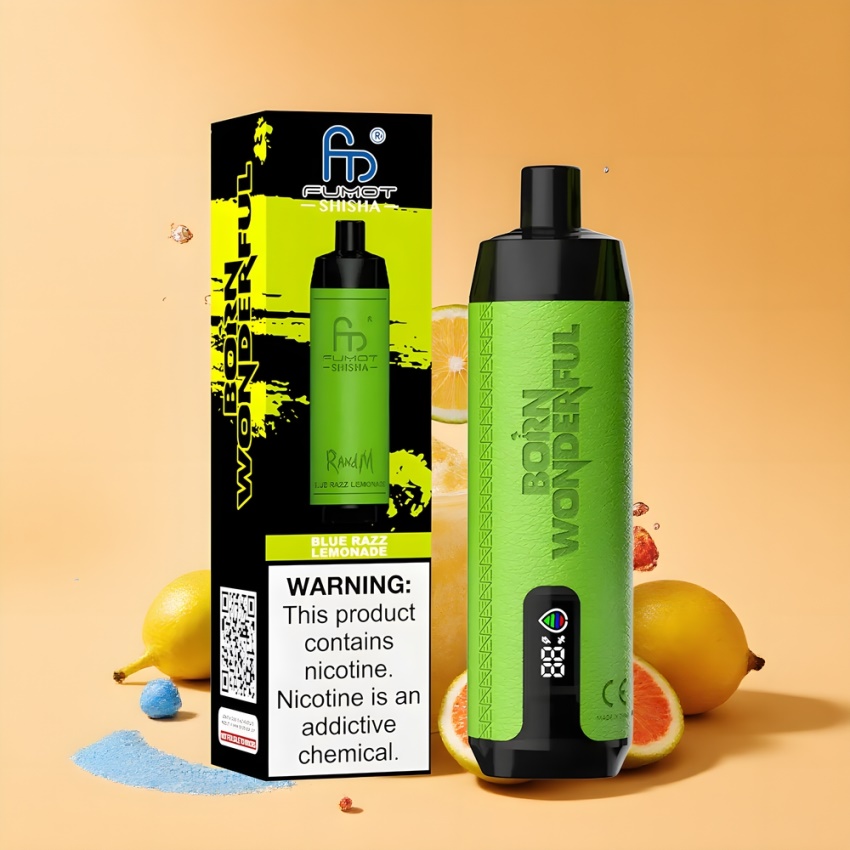 RandM Fumot Shisha 10000 Puffs egyszerhasználatos e-cigaretta Kék Málna Limonádé 18ml magyar nagykereskedés