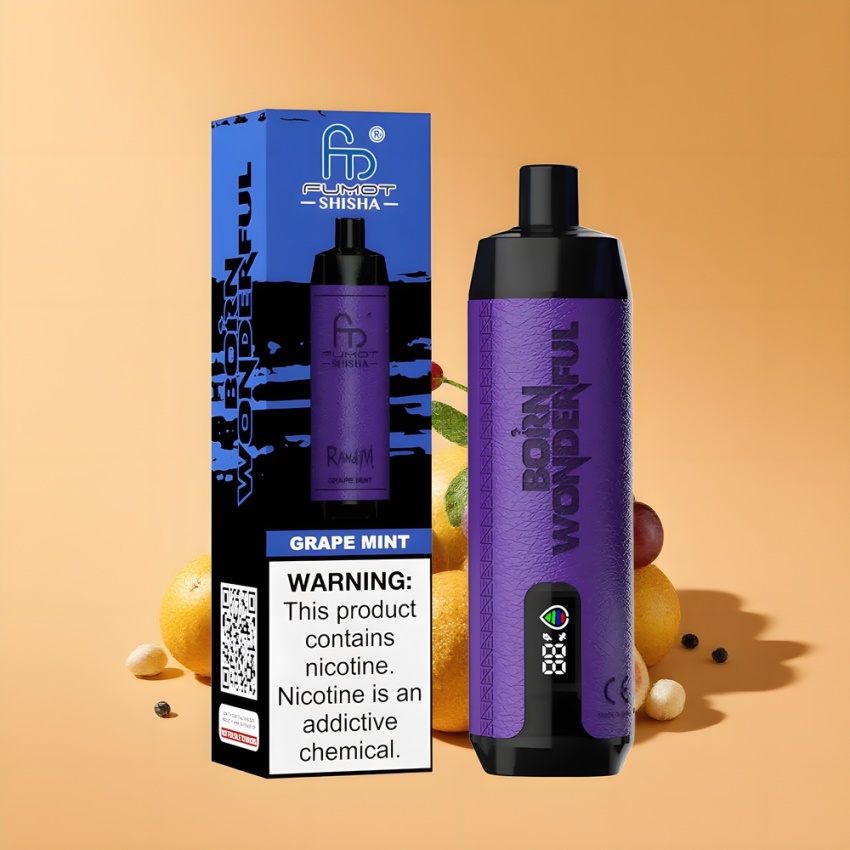 RandM Fumot Shisha 10000 Puffs magyar nagykereskedés LED Indikátoros Szőlő-Menta Eldobható E-cigaretta