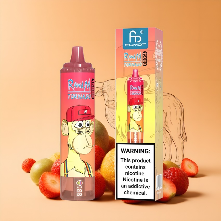 RandM Fumot Tornado 15000 Puffs Magyar Nagykereskedés Eper Vörös Bika Mesh Coil