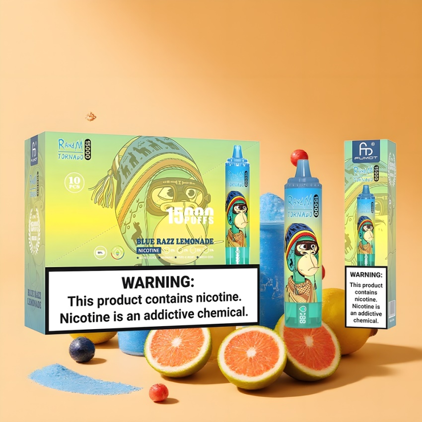 RandM Fumot Tornado 15000 Puffs magyar nagykereskedés Kék Málna Limonádé Mesh Coil