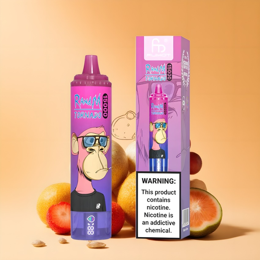 RandM Fumot Tornado 15000 Puffs magyar nagykereskedés eper szőlő LCD kijelző