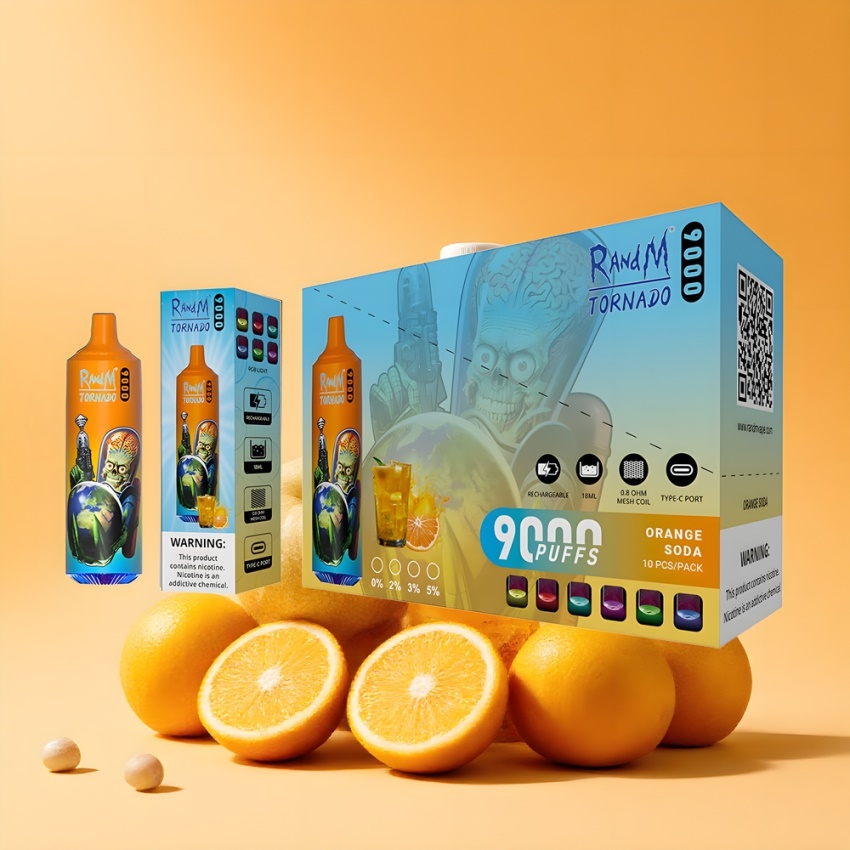 RandM Fumot Tornado 9000 Puffs 18 mL Narancs Szóda magyar nagykereskedés