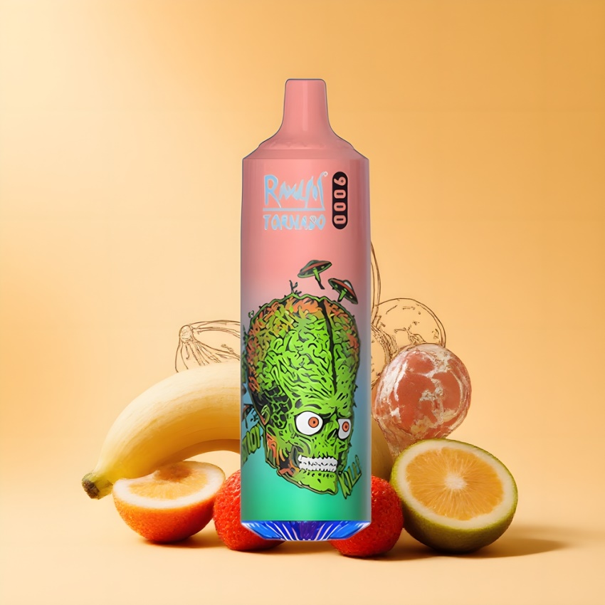 RandM Fumot Tornado 9000 Puffs Magyar Nagykereskedés Eper-Banan Mesh Coil