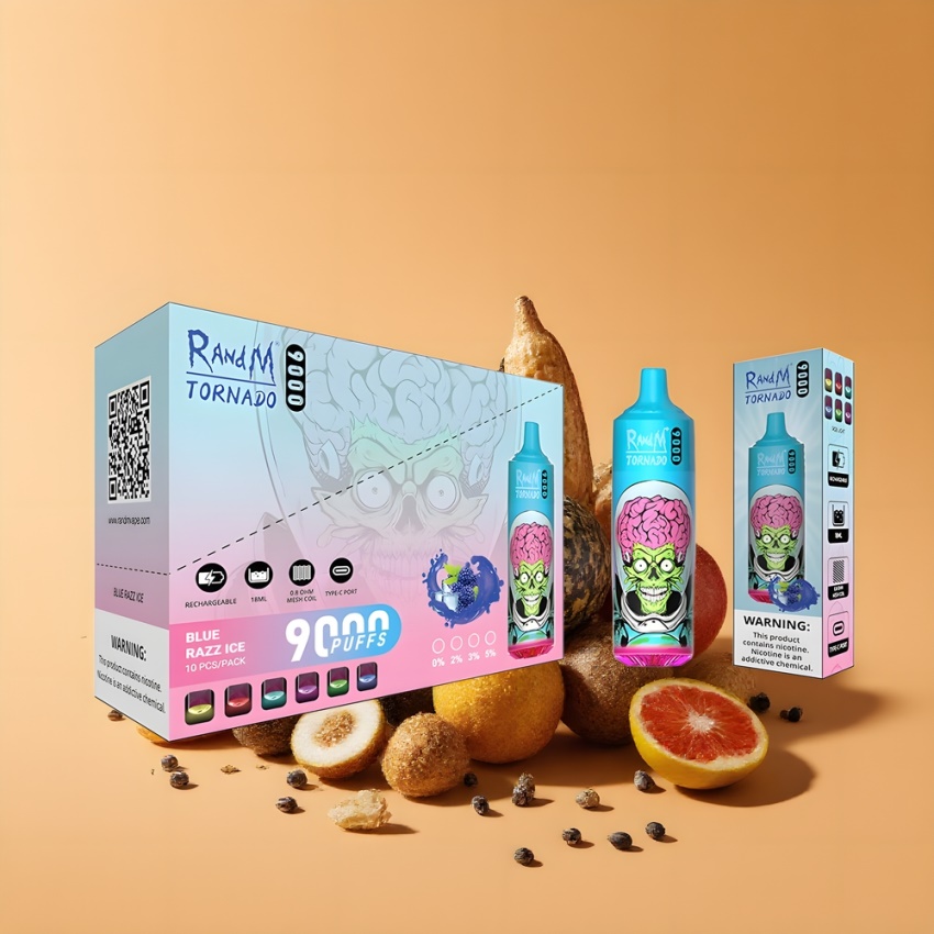 RandM Fumot Tornado 9000 Puffs – Magyar Nagykereskedés Fekete Sárkány Jég (Mesh Coil)