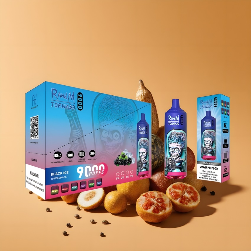 RandM Fumot Tornado 9000 Puffs Mesh Coil magyar nagykereskedés Fekete Jég
