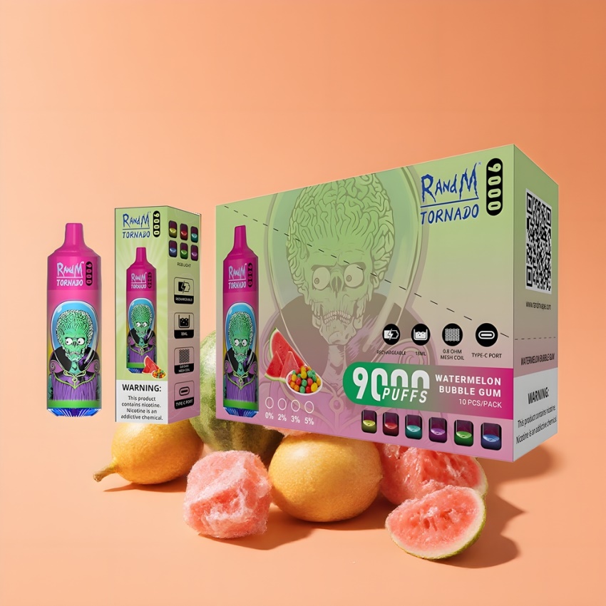 RandM Fumot Tornado 9000 Puffs Mesh Coil magyar nagykereskedés Görögdinnye Buborékrágó