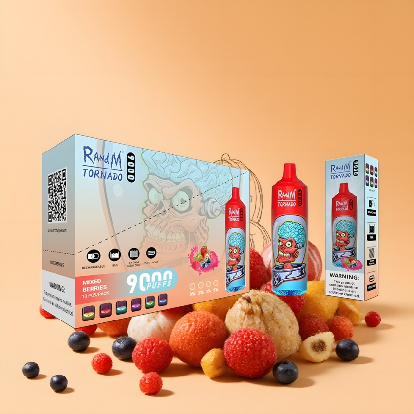 RandM Fumot Tornado 9000 Puffs magyar nagykereskedés Vegyesbogyó 18 mL Mesh Coil
