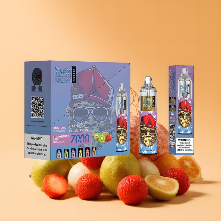 RandM Fumot Tornado 7000 Puffs magyar nagykereskedés 14ML Eper-Kivi Mesh Coil