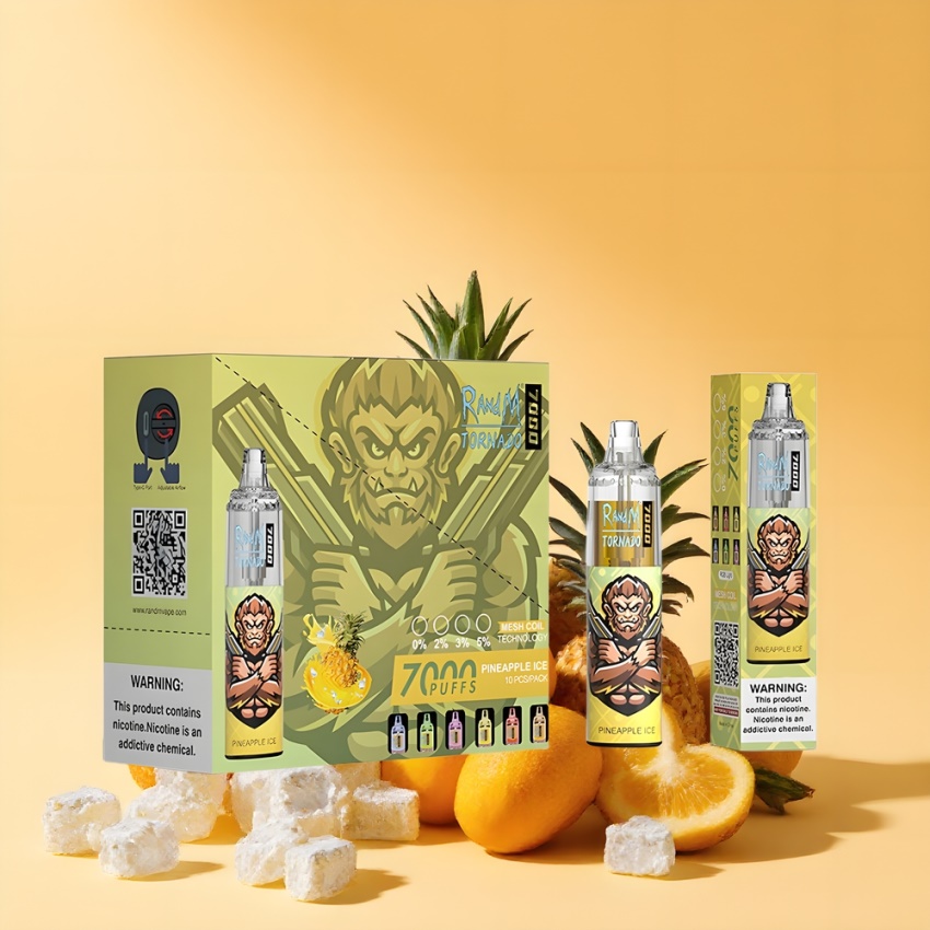 RandM Fumot Tornado 7000 Puffs magyar nagykereskedés Ananász Jég Mesh Coil