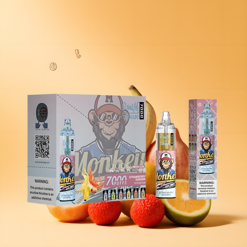 RandM Fumot Tornado 7000 Puffs magyar nagykereskedés Eper-Banan Mesh Coil