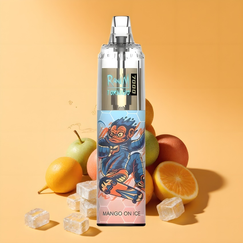 RandM Fumot Tornado 7000 Puffs magyar nagykereskedés Mango a Jégen RGB Fény Mesh