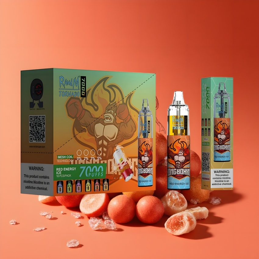 RandM Fumot Tornado 7000 Puffs magyar nagykereskedés RGB Fény Piros Energia Jég