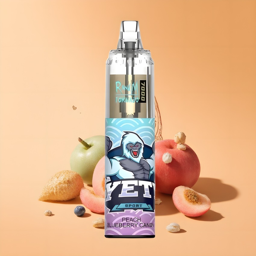 RandM Fumot Tornado 7000 Puffs magyar nagykereskedés Sárkánygyümölcs (Őszibarack-Áfonya) RGB Fény Mesh Tekercs