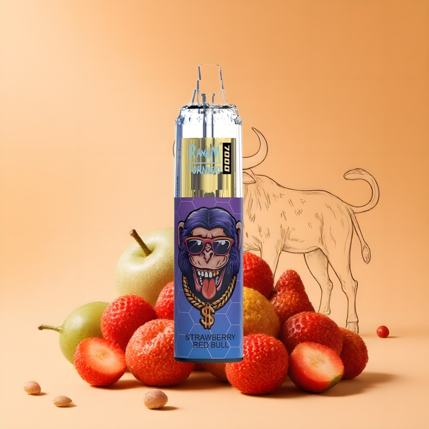 RandM Fumot Tornado 7000 Puffs magyar nagykereskedés eper Vörös Bika Mesh Coil